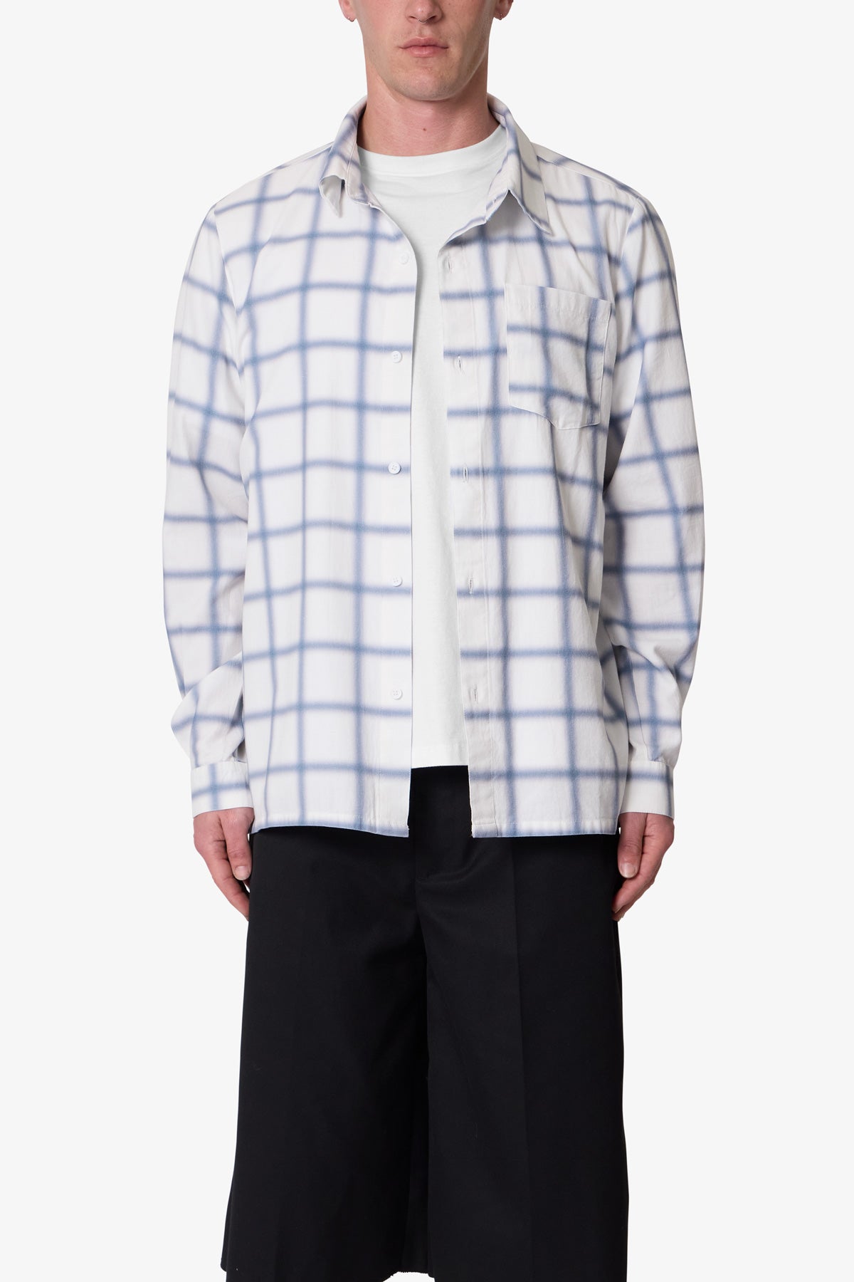 Blue Checked Flannel Shirt | Blue x White