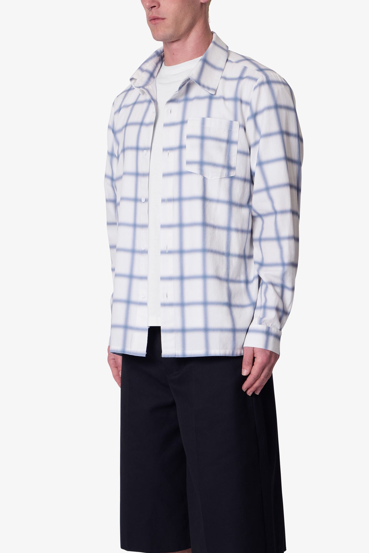 Blue Checked Flannel Shirt | Blue x White