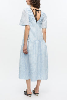 Blue Textured Cloque Midi Dress | Soft Chambray