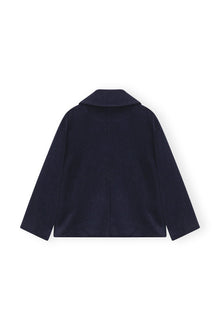 Blue Wool Wide Collar Jacket | Sky Captain