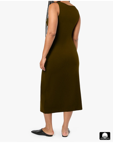 Boat Neck Midi Dress | Military Olive