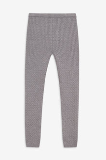 Bodin cable knit high waisted leggings rain cloud grey