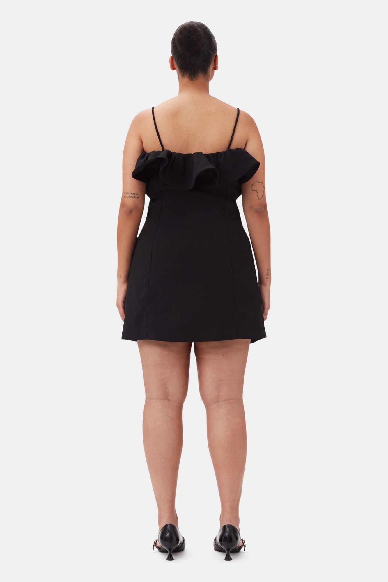 Bonded Crepe Strap Mini Dress | Black