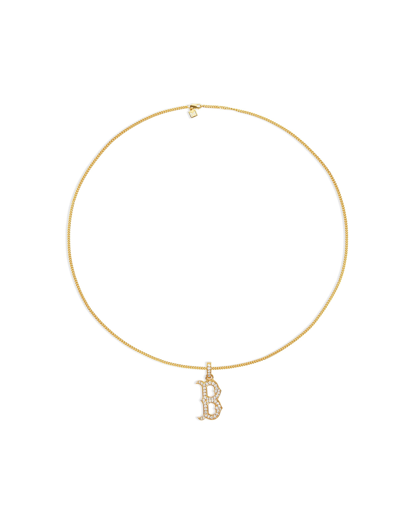 Boston Red Sox Large Iced Out Pendant Necklace | Gold Vermeil and Sterling Silver