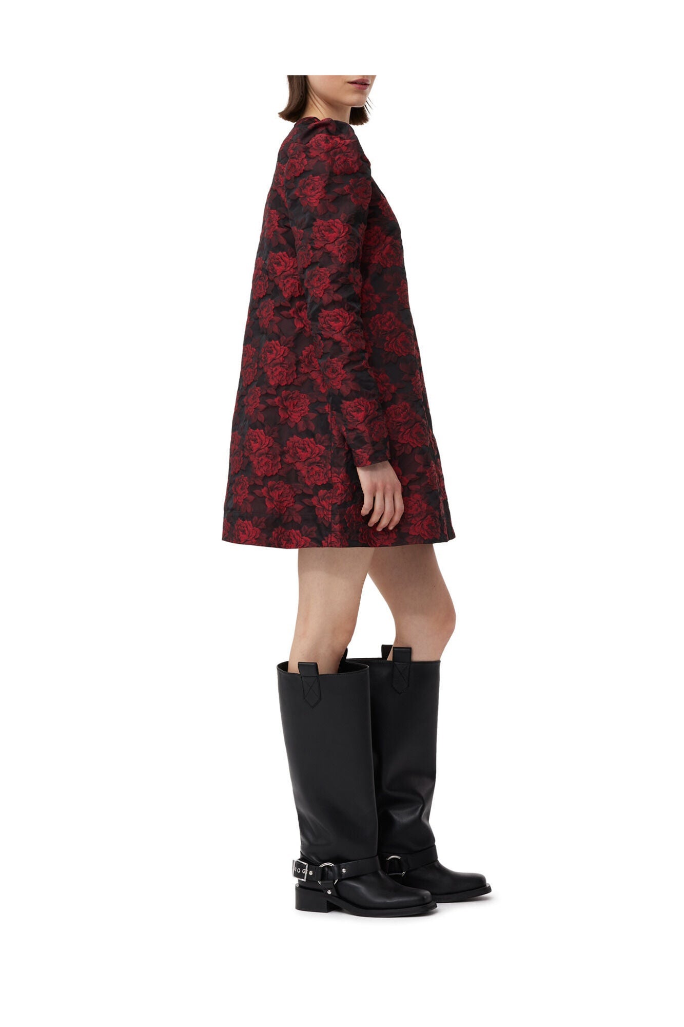 Botanical Jacquard Mini Dress | High Risk Red
