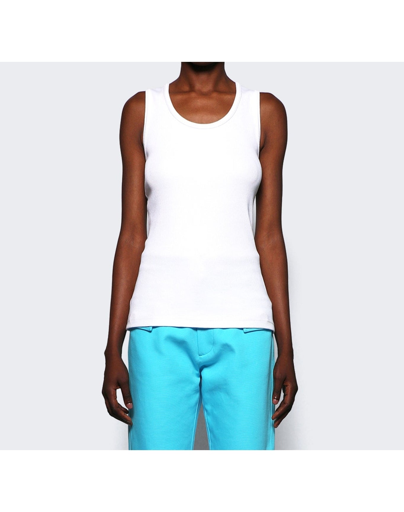 Bottega Veneta | Women | Dry Stretch Cotton Ribbed Tank Top | Chalk White