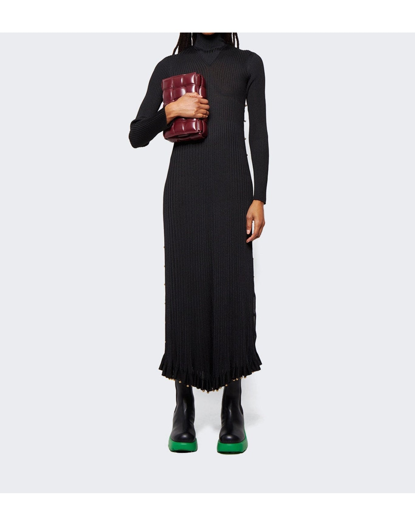 Bottega Veneta | Women | Light Viscose Plissé Dress | Black
