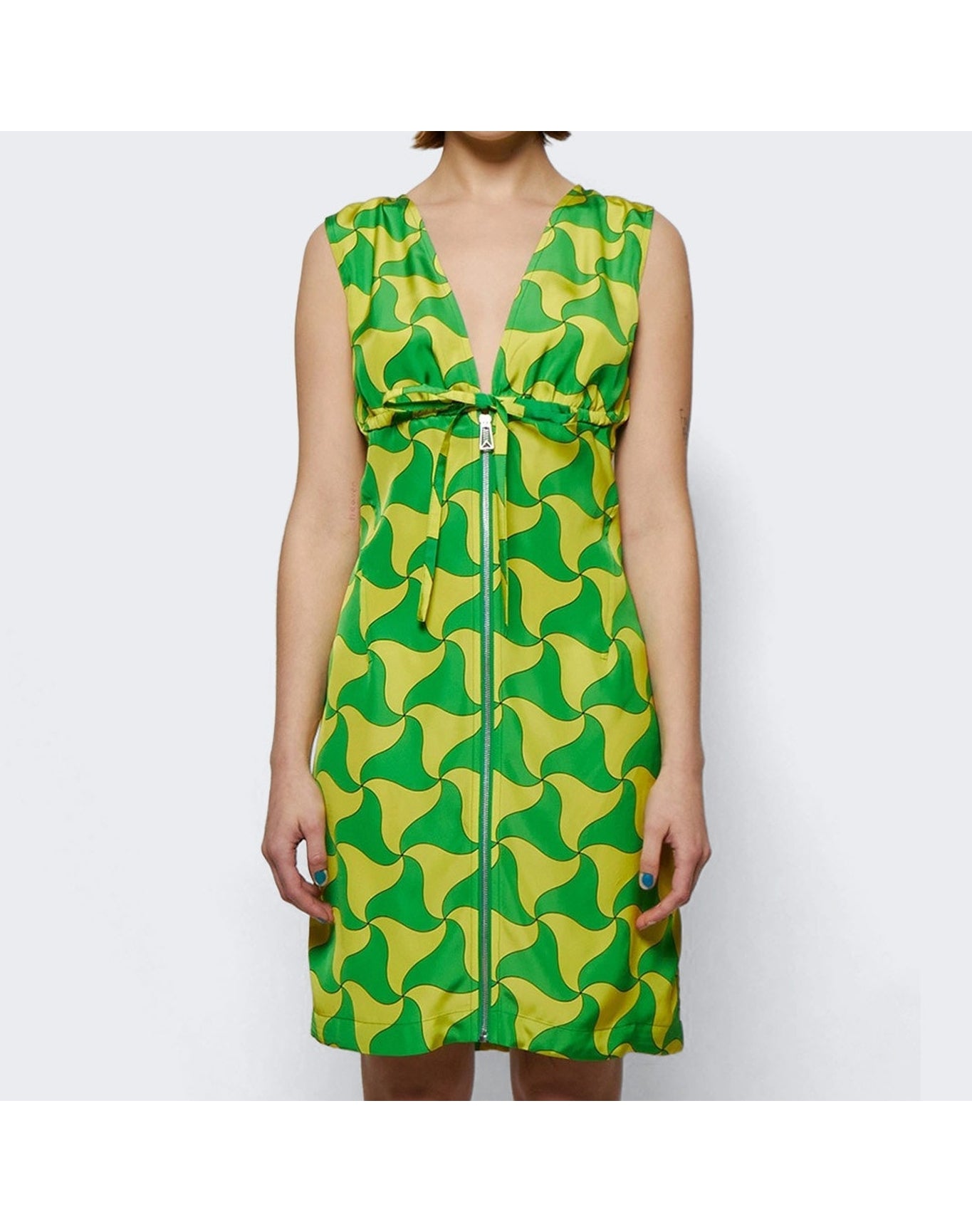 Bottega Veneta | Women | Wavy Triangle Print Dress | Parakeet x Kiwi