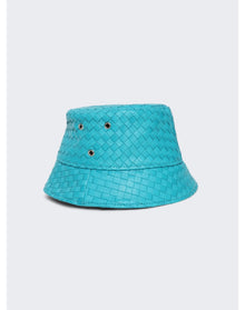 Bottega Veneta | Women | Woven Leather Bucket Hat | Dip Blue