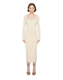 Bow Knit Backless Maxi Dress | Cream
