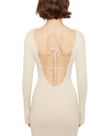 Bow Knit Backless Maxi Dress | Cream
