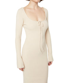 Bow Knit Backless Maxi Dress | Cream