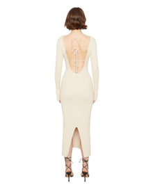 Bow Knit Backless Maxi Dress | Cream