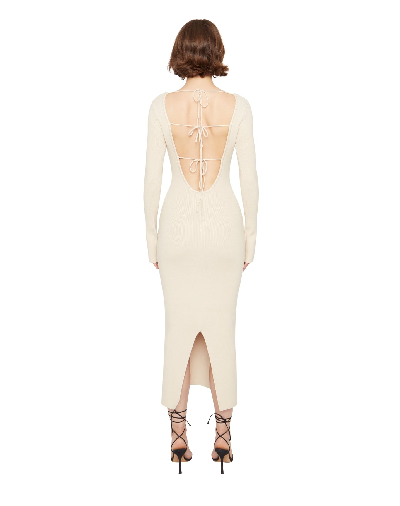 Bow Knit Backless Maxi Dress | Cream