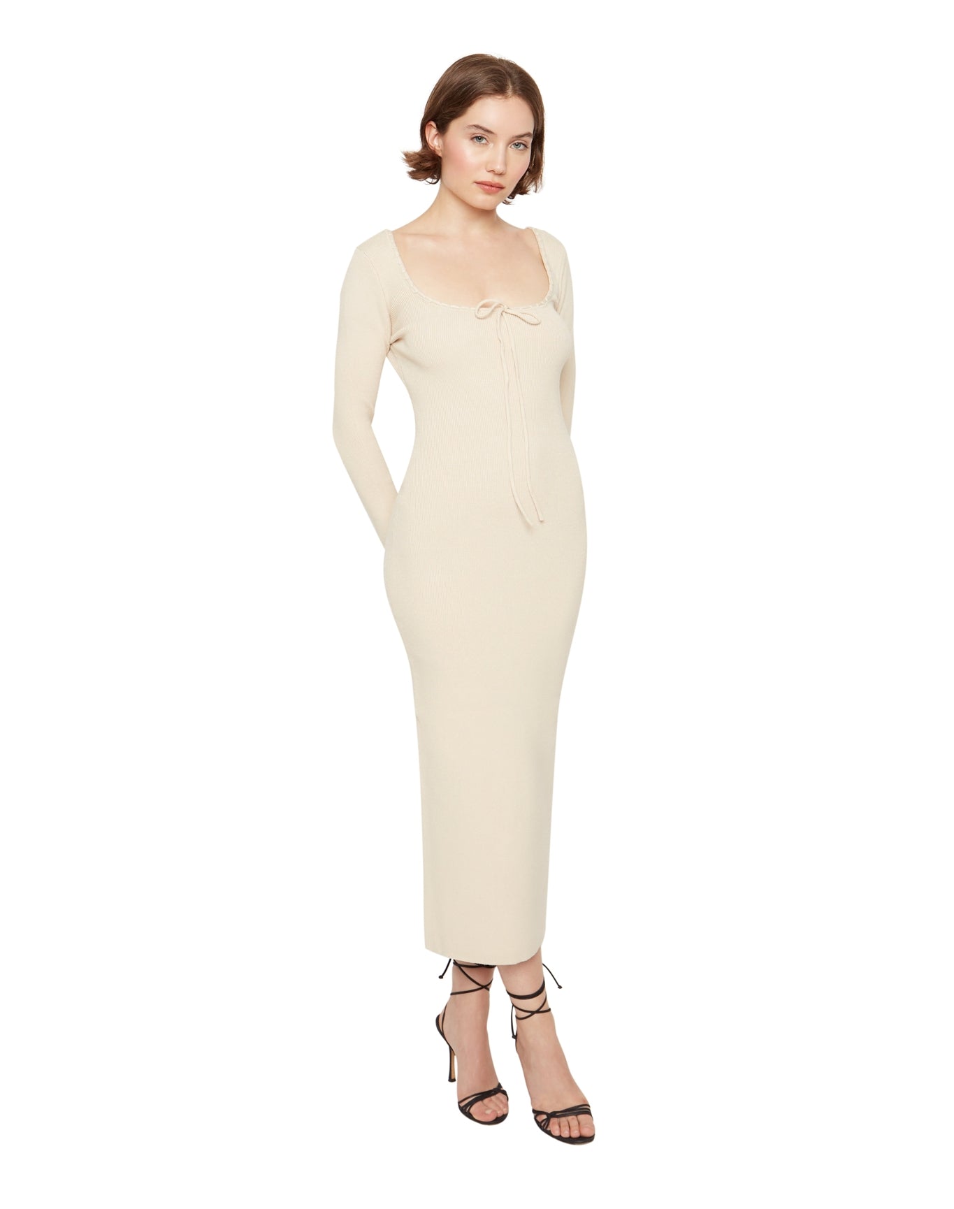 Bow Knit Backless Maxi Dress | Cream