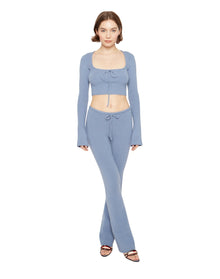 Bow Knit Pants | Denim Blue