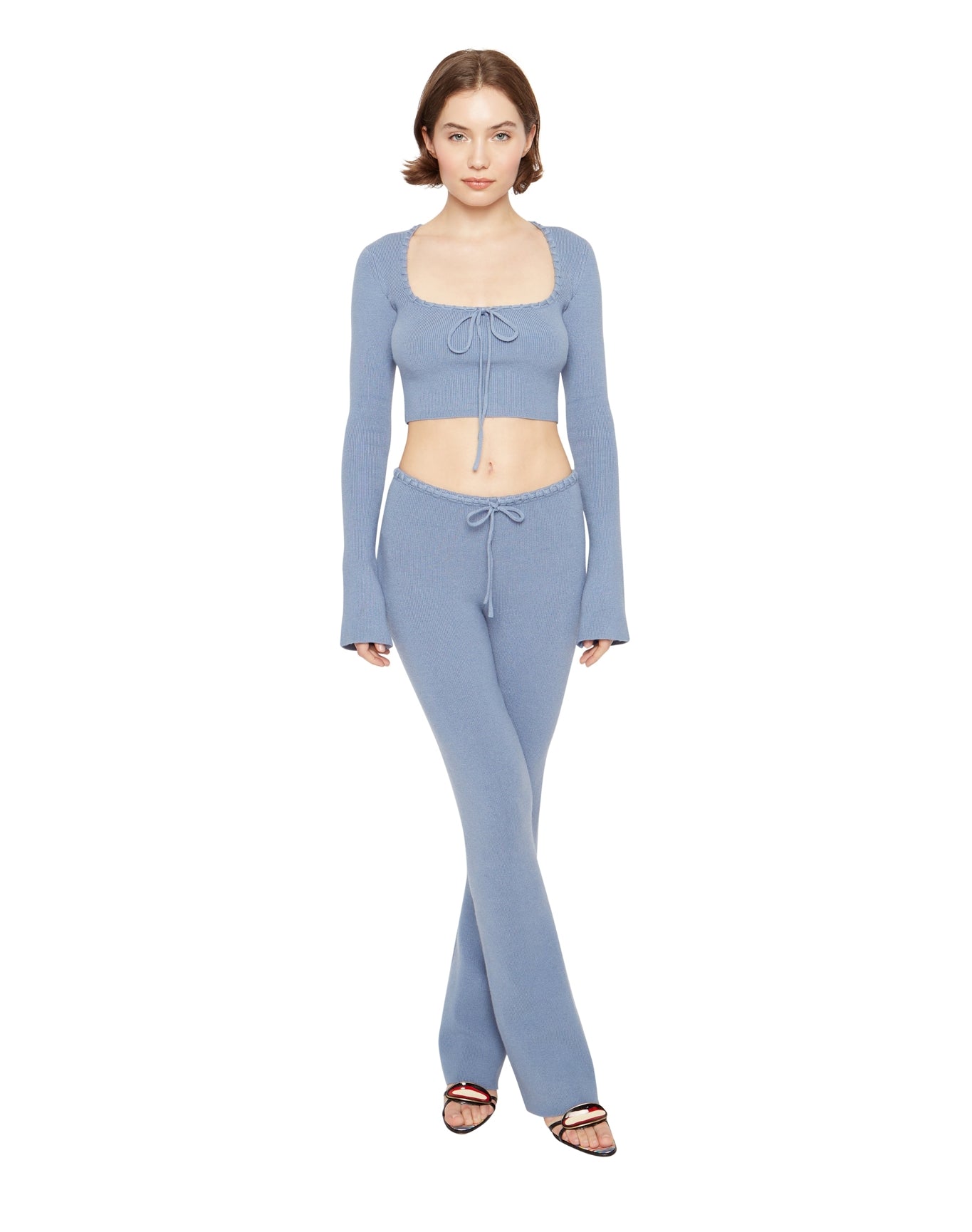 Bow Knit Pants | Denim Blue