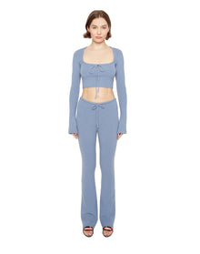Bow Knit Pants | Denim Blue