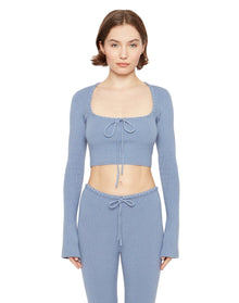 Bow Knit Sweater | Denim Blue
