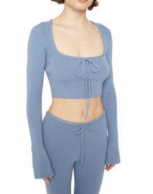Bow Knit Sweater | Denim Blue