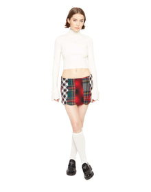 Bow Knit Tie Pointelle Turtleneck | White