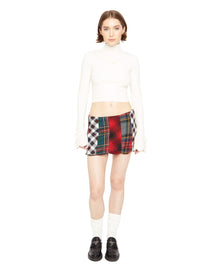 Bow Knit Tie Pointelle Turtleneck | White