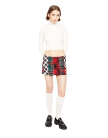 Bow Knit Tie Pointelle Turtleneck | White