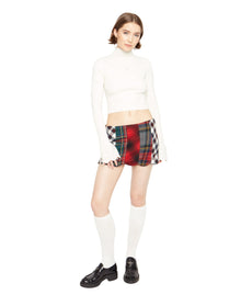 Bow Knit Tie Pointelle Turtleneck | White