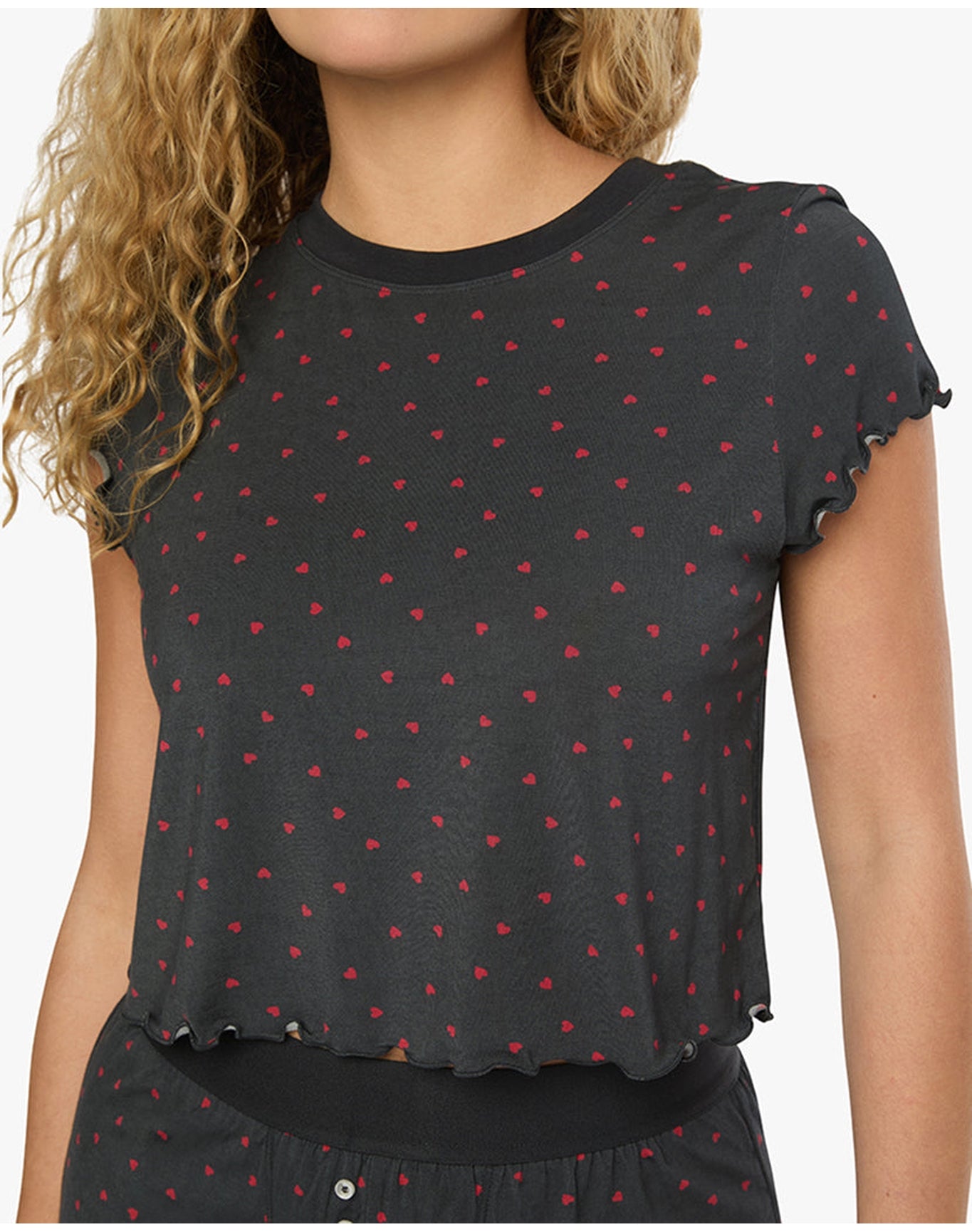 Boxy Baby Tee | Black x Scarlet