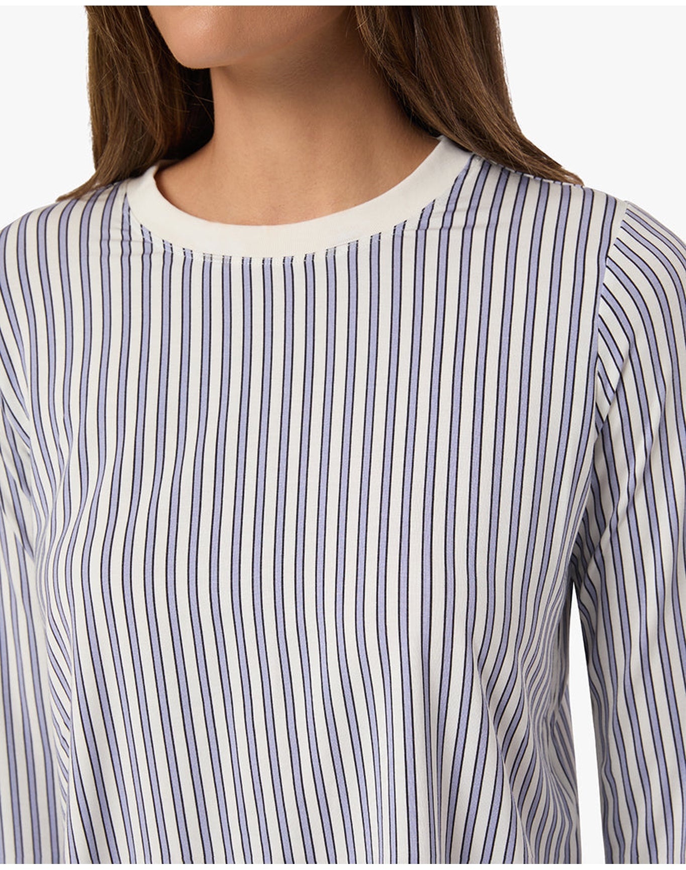 Boxy Crewneck Top | Lilac x Dark Navy