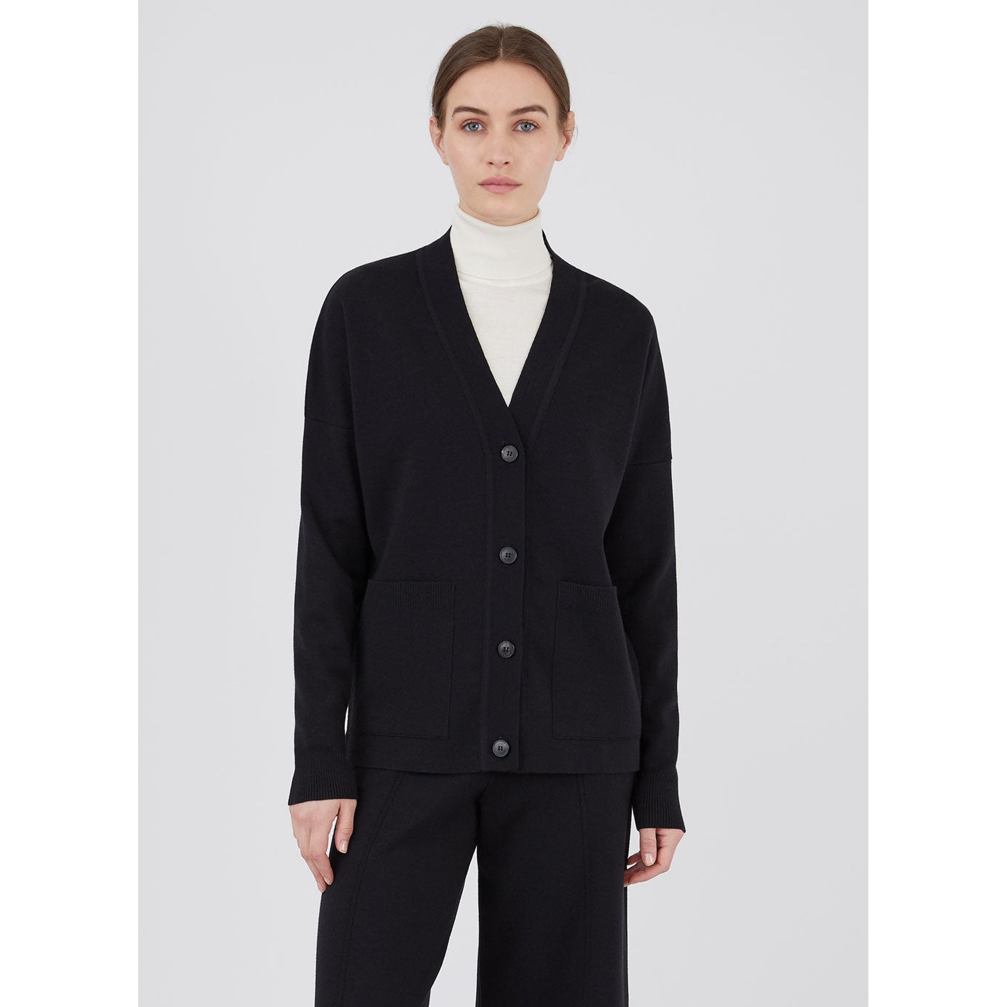 Boxy Merino Cardigan | Women | Black