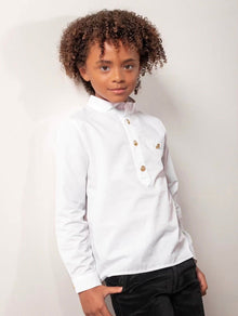 Boy | Charlie Mandarin Collar Shirt | White