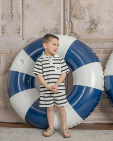 Boy | Monaco and Striped Top and Shorts Set | Black x White