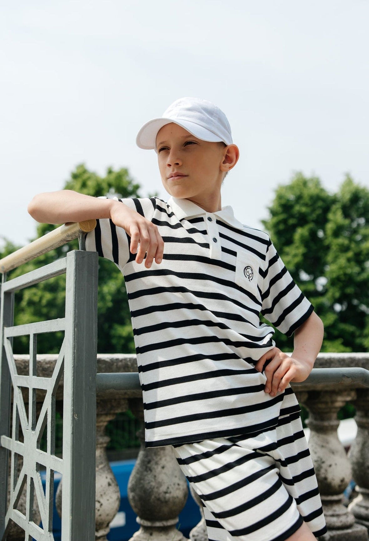 Boy | Monaco and Striped Top and Shorts Set | Black x White