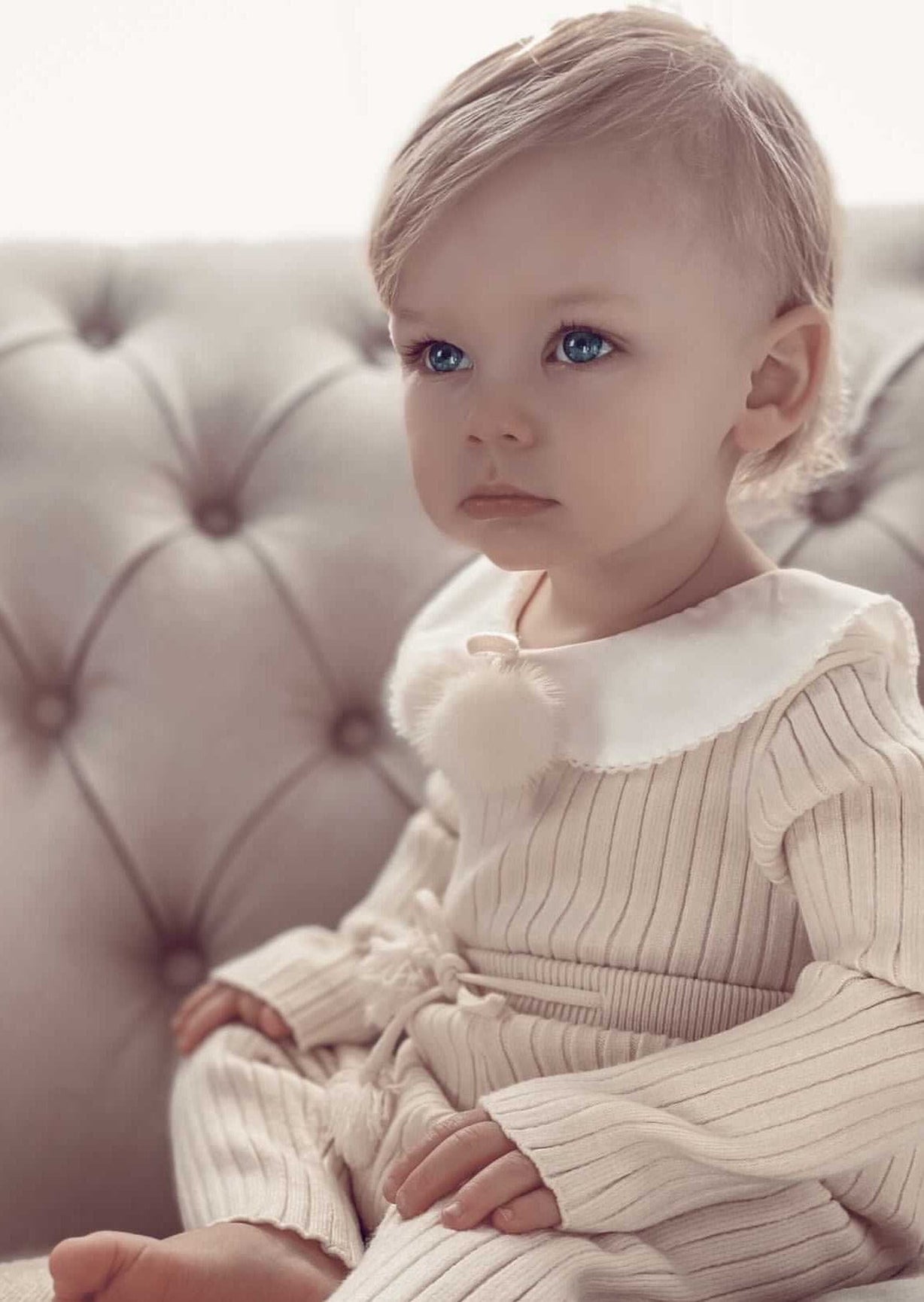 Boy | Ruby Ribbed Angora Cream Two Piece Set | Beige