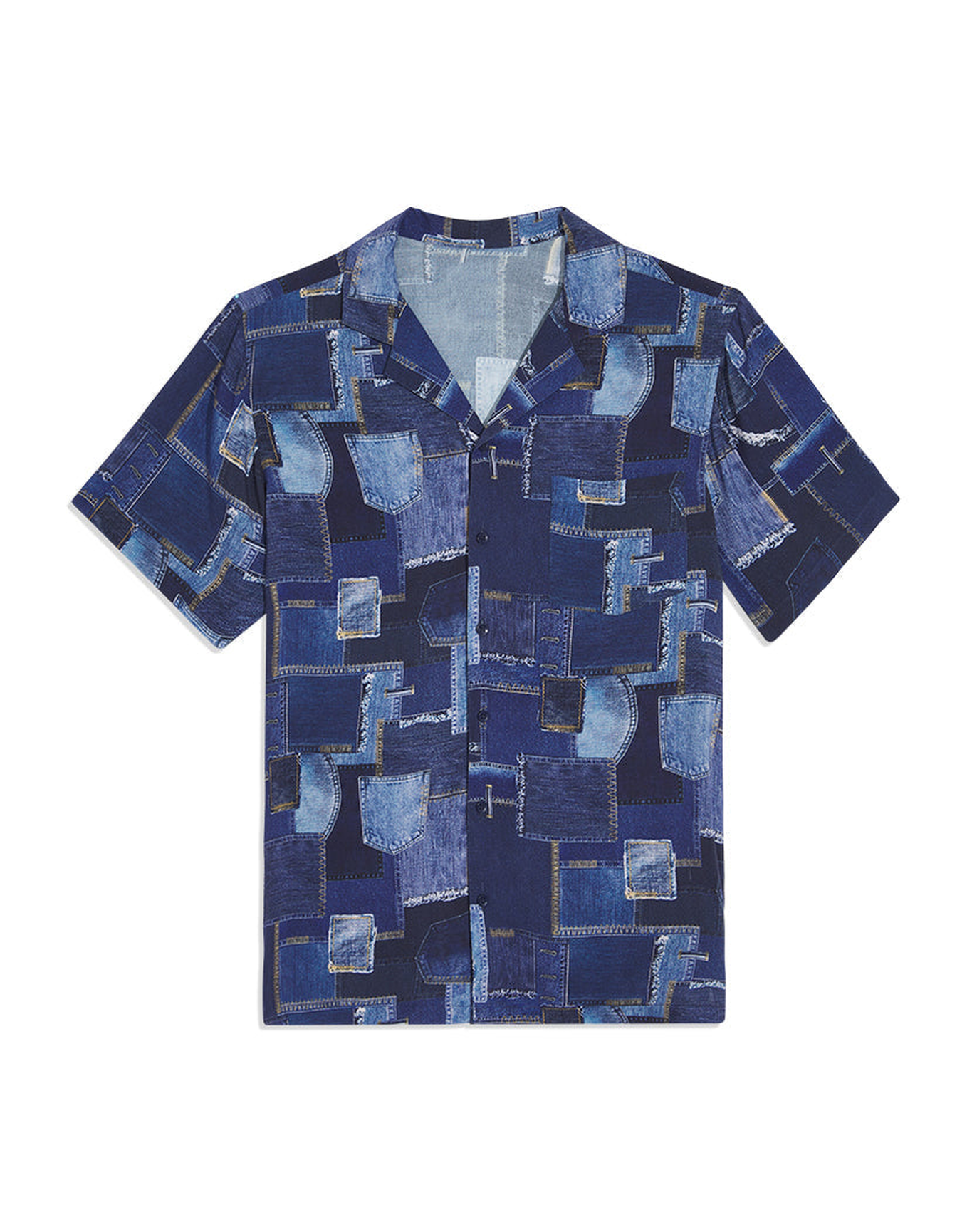 Boyfriend Denim Patchwork Shirt | Dark Wash