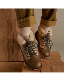 Boys | Fur-Lined High-Top Derby Shoes | Olive