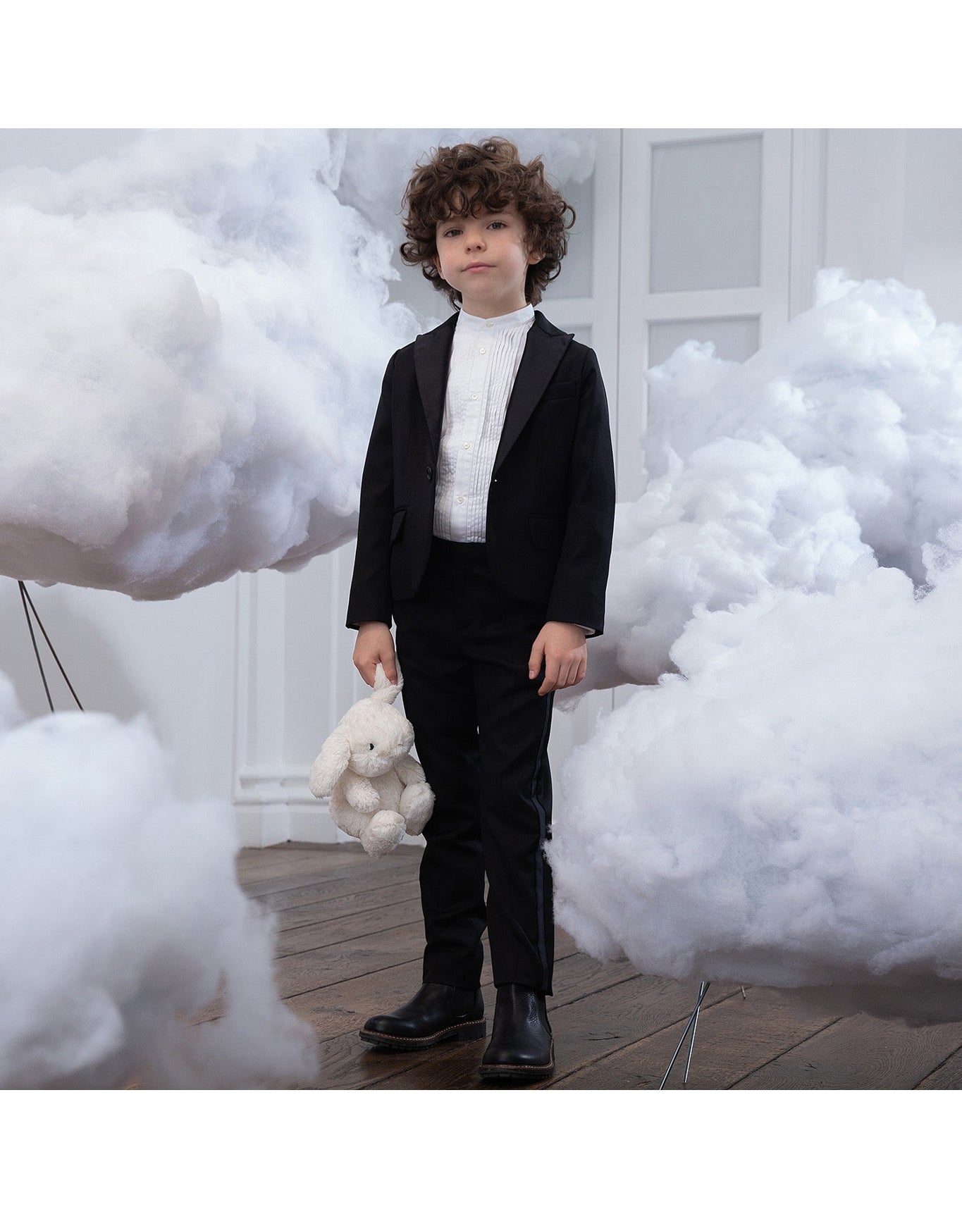 Boys | Tuxedo Pants With Satin Bands | 6Y | Black