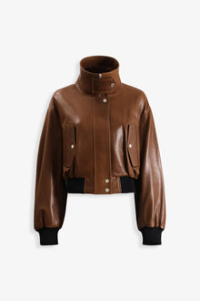 Nour Hammour Briar Cropped Bomber Jacket Praline Patina - Silhouette 