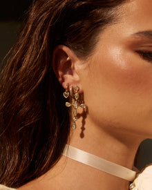 Bezel Stone Cross Studs | Cubic Zirconia | Gold