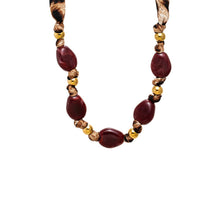 Brown Bandana Wrap Gold Bead Necklace - Adina's Jewels