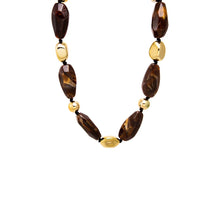 Brown Brown Marbled Beaded Necklace with Gold - Adina's Jewels