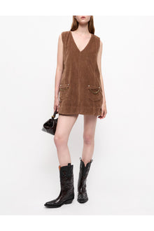 Brown Corduroy Mini Dress | Rain Drum