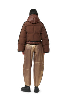 Brown Short Hooded Puffer Jacket | Shaved Chocolate