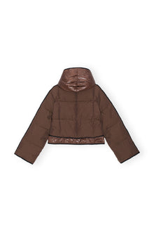 Brown Short Hooded Puffer Jacket | Shaved Chocolate