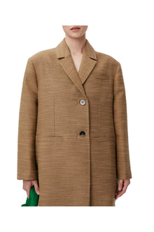 Brown Slub Linen Oversized Blazer | Petrified Oak