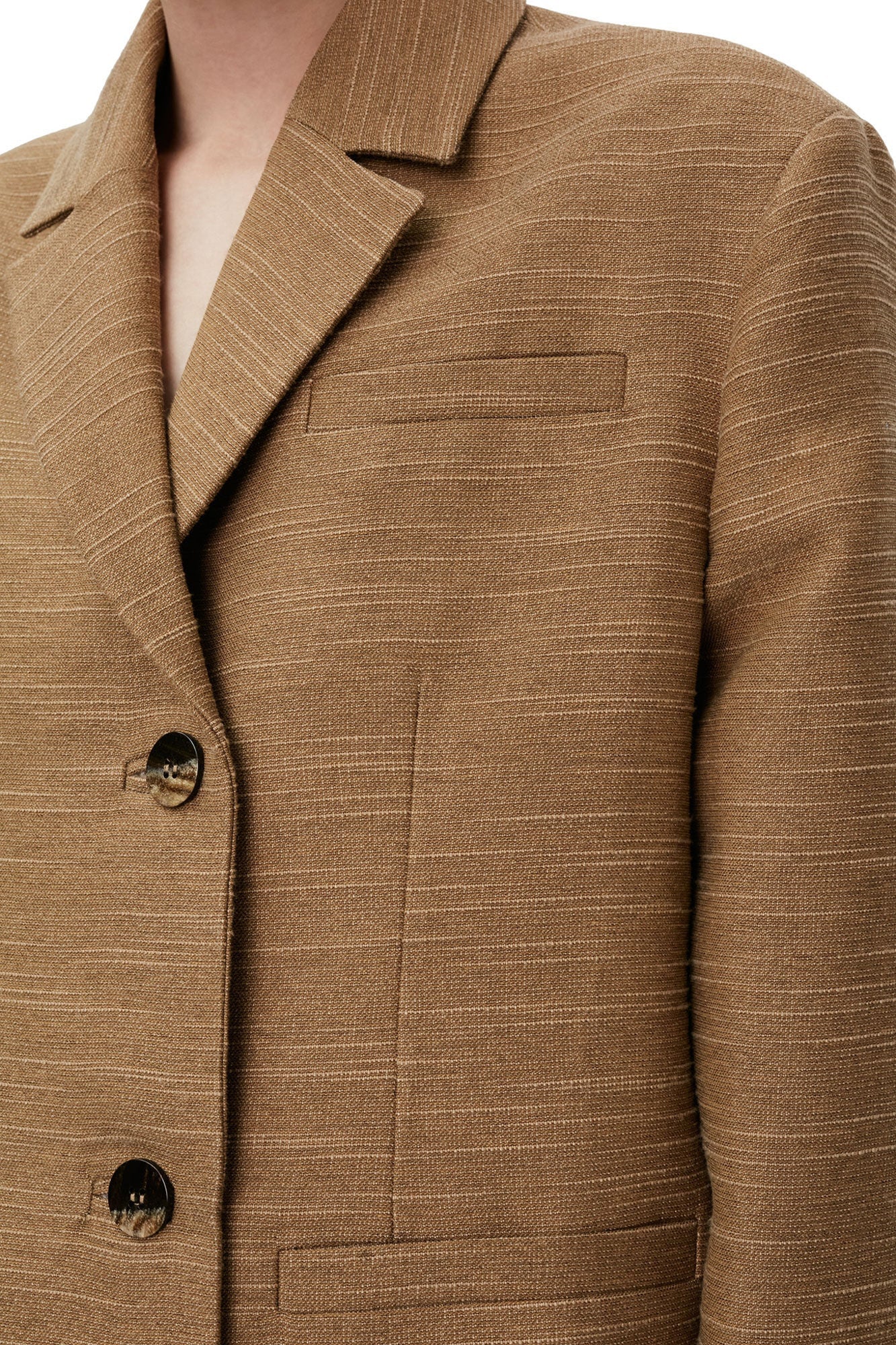 Brown Slub Linen Oversized Blazer | Petrified Oak
