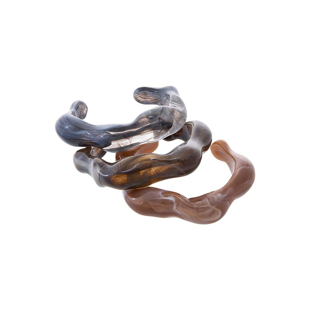 Multi-Color Smoky Wave Resin Bangle Set - Adina's Jewels