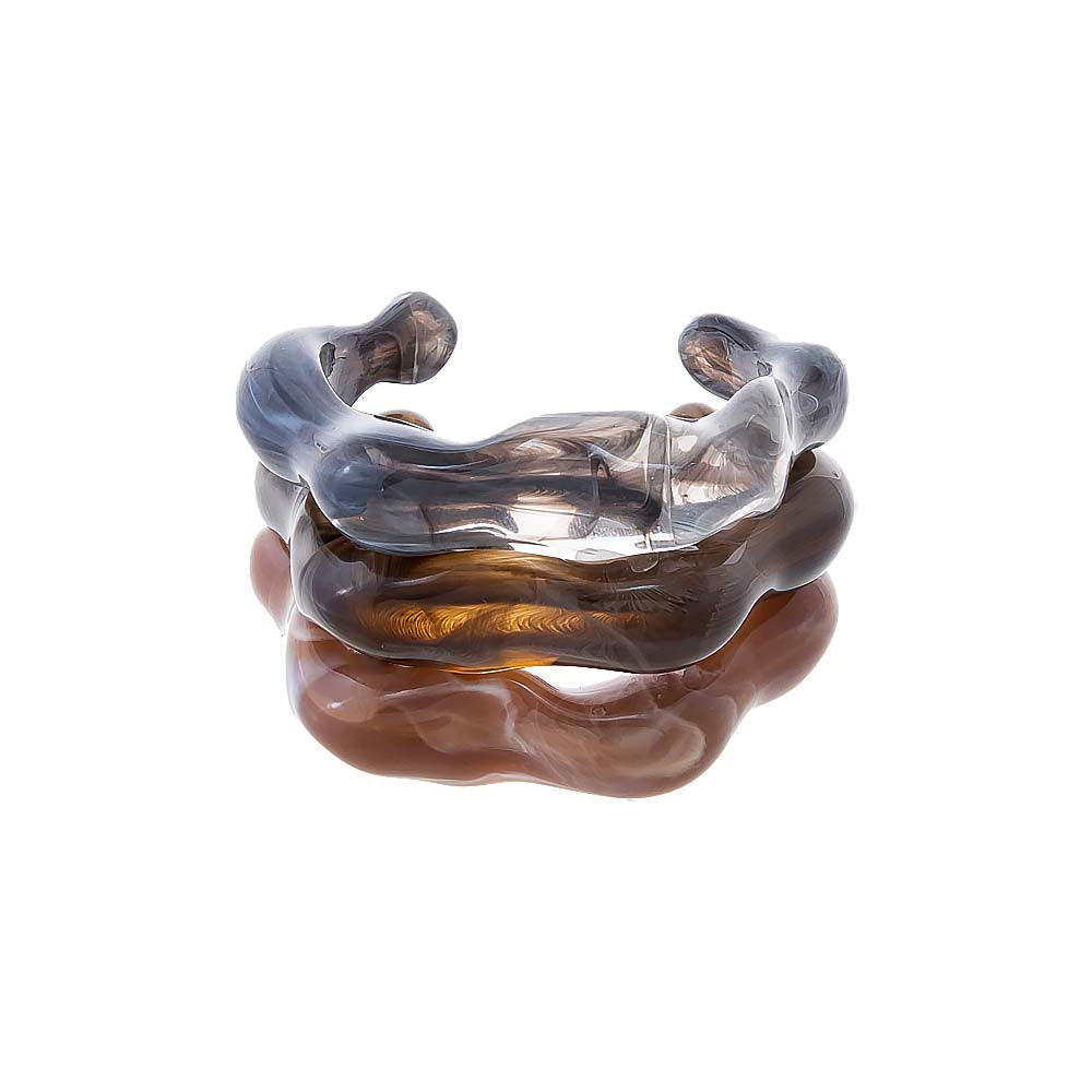 Smoky Wave Resin Bangle Set - Adina's Jewels