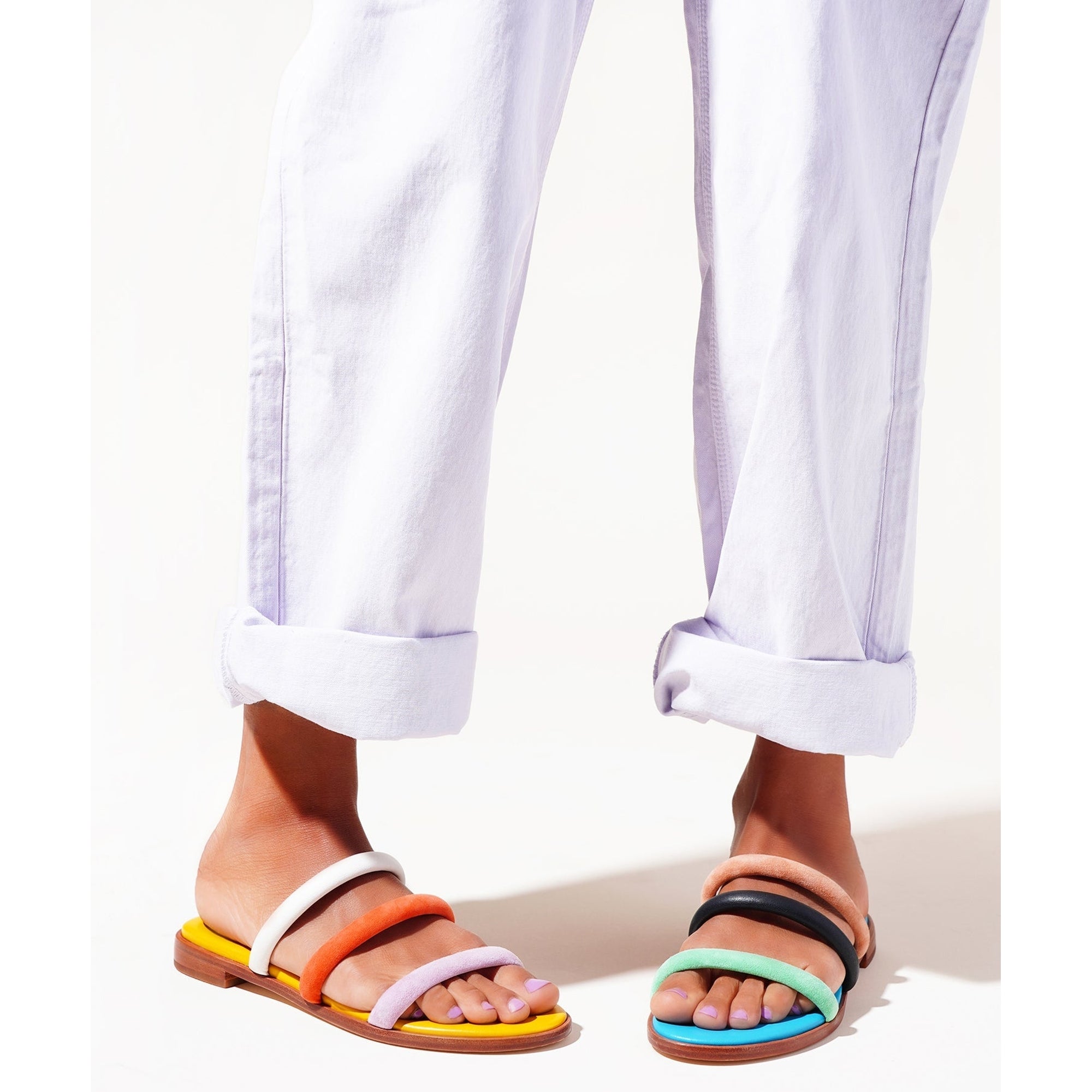 Bruna Strappy Flat Sandal | Confetti